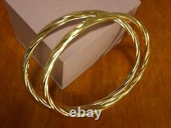 9k 9ct Solid Gold Twist Style Bangles Pair. 6.5cm, 3.8mm 8.61g