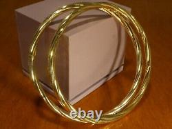 9k 9ct Solid Gold Twist Style Bangles Pair. 6.5cm, 3.8mm 8.61g