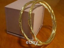 9k 9ct Solid Gold Twist Style Bangles Pair. 6.5cm, 3.8mm 8.61g