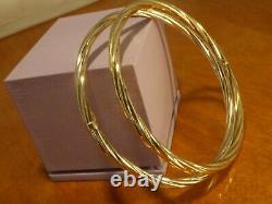 9k 9ct Solid Gold Twist Style Bangles Pair. 6.5cm, 3.8mm 8.61g