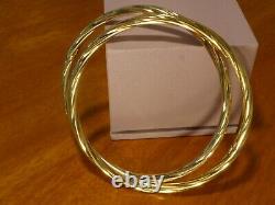 9k 9ct Solid Gold Twist Style Bangles Pair. 6.5cm, 3.8mm 8.61g