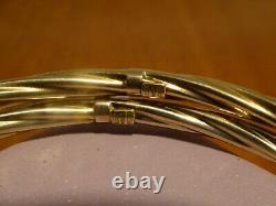 9k 9ct Solid Gold Twist Style Bangles Pair. 6.5cm, 3.8mm 8.61g