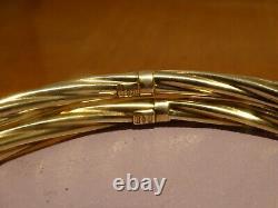 9k 9ct Solid Gold Twist Style Bangles Pair. 6.5cm, 3.8mm 8.61g