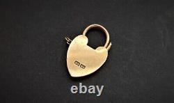 ANTIQUE VICTORIAN 9CT ROSE GOLD FLORAL ENGRAVED HEART PADLOCK PENDANT CLASP 4g