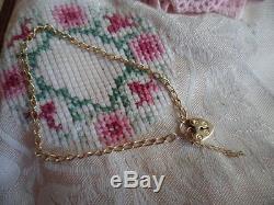 ANTIQUE VINTAGE 9ct GOLD HEART PADLOCK CLASP 9 CT BRACELET WITH SAFETY CHAIN