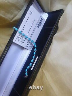 AUTHENTIC, 9.21ct CERTIFIED sleepingbeauty Turquoise bracelet. SOLID9ct whitegold