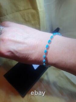 AUTHENTIC, 9.21ct CERTIFIED sleepingbeauty Turquoise bracelet. SOLID9ct whitegold