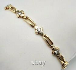 A 9k Yellow Gold And Cz Bracelet. 19cm. 8.7g Total Weight