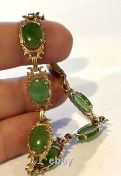 Amazing Vicorian 9ct gold Jade bracelet In Beautiful Condition. 12.4 gr