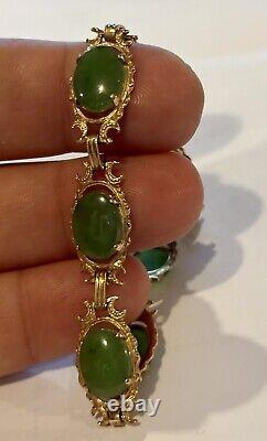 Amazing Vicorian 9ct gold Jade bracelet In Beautiful Condition. 12.4 gr