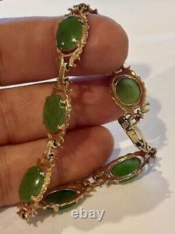 Amazing Vicorian 9ct gold Jade bracelet In Beautiful Condition. 12.4 gr