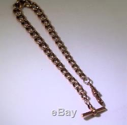 Antique 15g Graduated Albert Chain 9ct Rose Gold 8 Bracelet Albertina T Bar