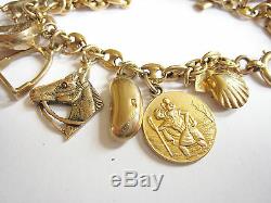 Antique 18ct Gold Charm Bracelet With 18 9ct Charms