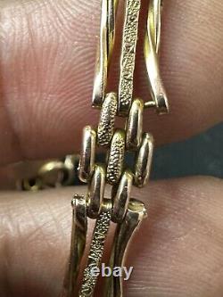 Antique 9Ct Textured Gold Shaped Gate Bracelet Heart Clasp 6.5gr 18Cm