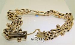 Antique 9ct 9 Carat Rose Gold Turquoise Pearl Gate Bracelet