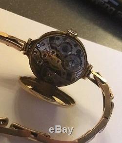 Antique 9ct 9k Gold Ladies Wrist Watch Expandable Bracelet