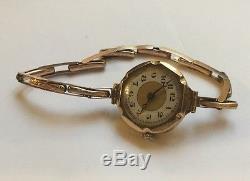 Antique 9ct 9k Gold Ladies Wrist Watch Expandable Bracelet