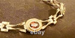 Antique 9ct Gold 2 Bar Bracelet With Garnets