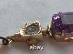 Antique 9ct Gold Amethyst White Sapphire Ladies Bracelet