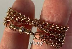 Antique 9ct Gold Bracelet Made From Albert Pocket Watch Chain Dog Clip Fastener