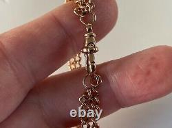 Antique 9ct Gold Bracelet Made From Albert Pocket Watch Chain Dog Clip Fastener