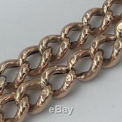 Antique 9ct Gold Charm Bracelet Vintage Heart Lock Fastener & Safety Chain #373