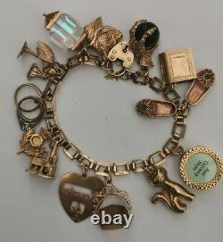 Antique 9ct Gold Charms Gate padlock Bracelet