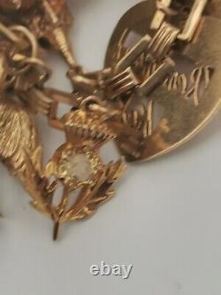 Antique 9ct Gold Charms Gate padlock Bracelet