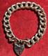 Antique 9ct Gold Curb Bracelet With Heart Padlock & Safety Chain 20.5 Grams