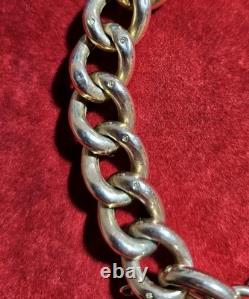 Antique 9ct Gold Curb Bracelet with Heart Padlock & Safety Chain 20.5 Grams
