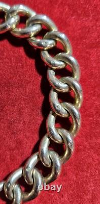 Antique 9ct Gold Curb Bracelet with Heart Padlock & Safety Chain 20.5 Grams