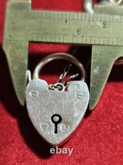 Antique 9ct Gold Curb Bracelet with Heart Padlock & Safety Chain 20.5 Grams