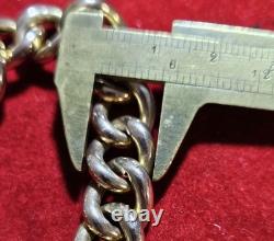 Antique 9ct Gold Curb Bracelet with Heart Padlock & Safety Chain 20.5 Grams