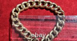 Antique 9ct Gold Curb Bracelet with Heart Padlock & Safety Chain 20.5 Grams