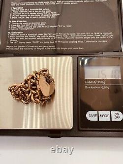 Antique 9ct Gold Curb Chain Bracelet With A Heart Clasp