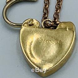 Antique 9ct Gold Graduated Link Charm Bracelet Heart Lock Fastener #770