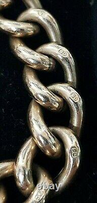 Antique 9ct Gold Mens Chunky Curb Link Watch Chain Bracelet 8.5