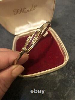 Antique 9ct Gold Ruby And Diamond Hinged Bracelet Bangle Fully Hallmarked