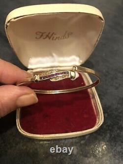 Antique 9ct Gold Ruby And Diamond Hinged Bracelet Bangle Fully Hallmarked