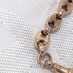 Antique 9ct ROSE GOLD Bracelet Albert 9K Fancy Trombone Links 7 Inches 8.7g