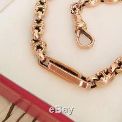Antique 9ct ROSE GOLD Bracelet Albert Unusual 9K Fancy Links 9 Inches 11.1g