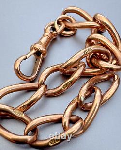Antique 9ct Rose Gold Albert Chain Bracelet with Dog clip 7.5inch 18 grams