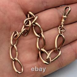 Antique 9ct Rose Gold Albert Chain Bracelet with Dog clip 7.5inch 18 grams