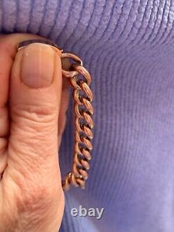 Antique 9ct Rose Gold Curb Chain Bracelet