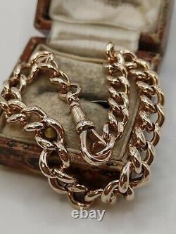 Antique 9ct Rose Gold Graduated Albert Curb Link Bracelet With Dog Clip Fastener