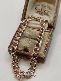 Antique 9ct Rose Gold Graduated Albert Curb Link Bracelet With Dog Clip Fastener