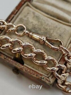 Antique 9ct Rose Gold Graduated Albert Curb Link Bracelet With Dog Clip Fastener