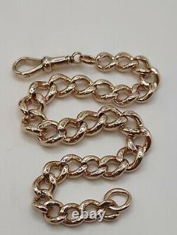 Antique 9ct Rose Gold Graduated Albert Curb Link Bracelet With Dog Clip Fastener