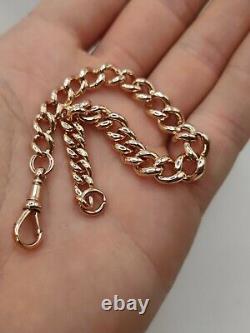 Antique 9ct Rose Gold Graduated Albert Curb Link Bracelet With Dog Clip Fastener