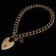 Antique 9ct Rose Gold Heart Padlock Bracelet / Charm Bracelet